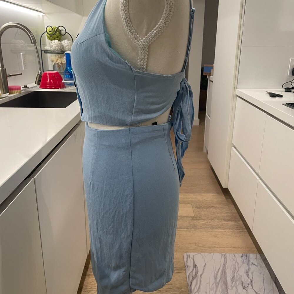 Love & Other Things Blue Two-Piece Set – Button Front Crop Top & Skirt | Size S - Picture 6 of 10